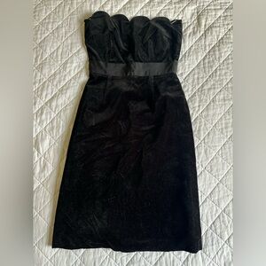Milly Black Velvet Scalloped Strapless Dress